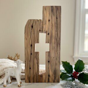 NEW Handcrafted Rustic Wood Cross Wall Decor - Reclaimed Timber Art
